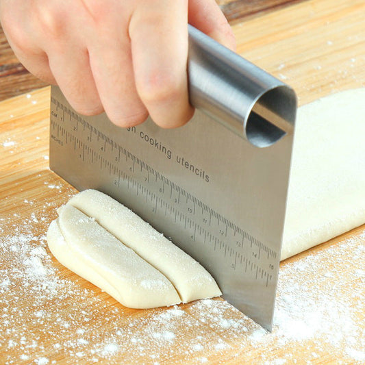 Professional Stainless Steel Pastry Spatula Cutter and Dough Scraper with Scale