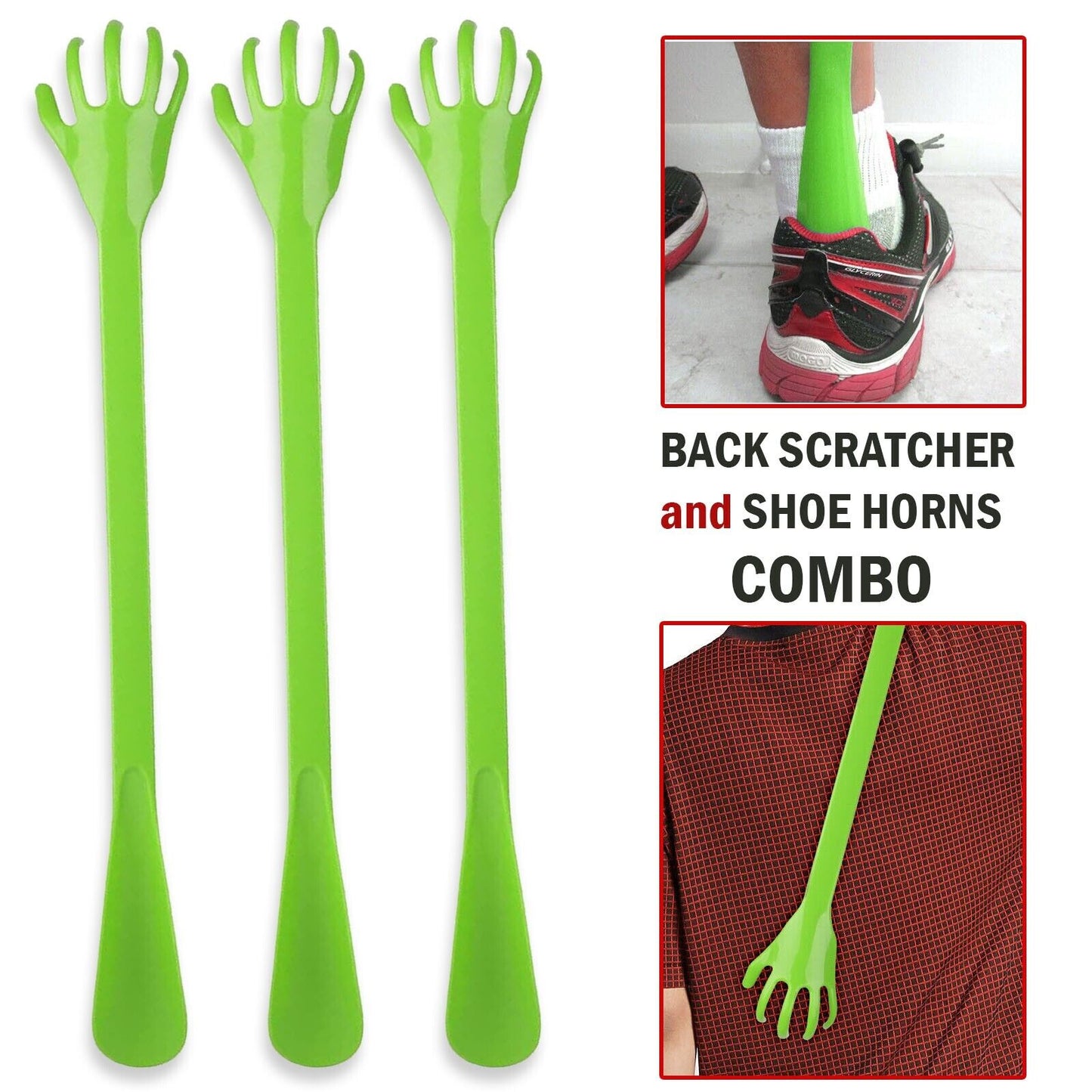 Long Reach Back Scratcher - Plastic Hand For Itch Relief Pack of 3