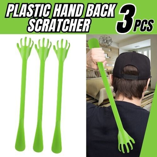 Long Reach Back Scratcher - Plastic Hand For Itch Relief Pack of 3